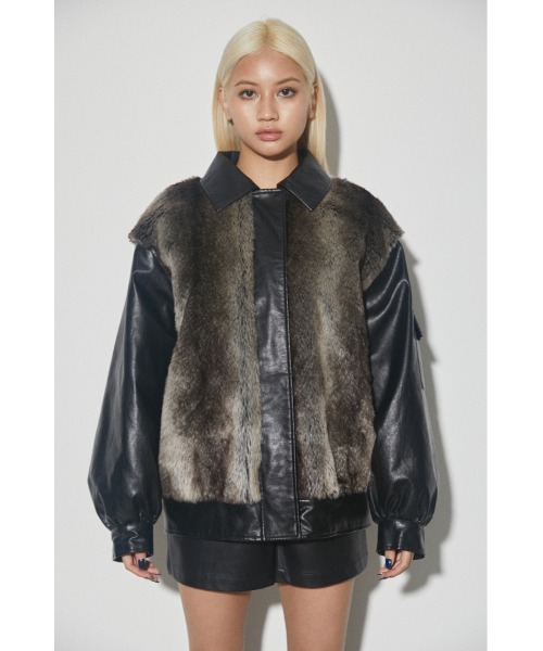 LAGUA GEM（ラグアジェム）の「F/FUR DOCKING JK フェイクファージャケット（その他アウター・レディース・ブラック/ブラウン・FREE）」の4枚目の写真