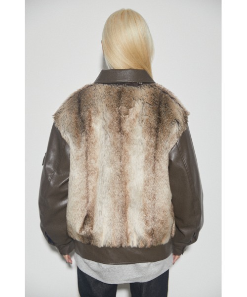 LAGUA GEM（ラグアジェム）の「F/FUR DOCKING JK フェイクファージャケット（その他アウター・レディース・ブラック/ブラウン・FREE）」の10枚目の写真