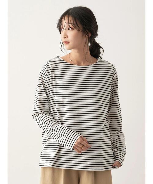 CRAFT STANDARD BOUTIQUE(クラフトスタンダードブティック)の「ボートネックレイヤードプルオーバー2(Tシャツ/カットソー・レディース・ブルー/オフホワイト/グリーン/パープル・FREE)」の5枚目の写真
