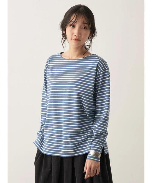 CRAFT STANDARD BOUTIQUE(クラフトスタンダードブティック)の「ボートネックレイヤードプルオーバー2(Tシャツ/カットソー・レディース・ブルー/オフホワイト/グリーン/パープル・FREE)」の7枚目の写真