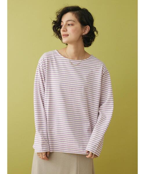CRAFT STANDARD BOUTIQUE(クラフトスタンダードブティック)の「ボートネックレイヤードプルオーバー2(Tシャツ/カットソー・レディース・ブルー/オフホワイト/グリーン/パープル・FREE)」の8枚目の写真