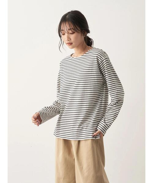 CRAFT STANDARD BOUTIQUE(クラフトスタンダードブティック)の「ボートネックレイヤードプルオーバー2(Tシャツ/カットソー・レディース・ブルー/オフホワイト/グリーン/パープル・FREE)」の9枚目の写真