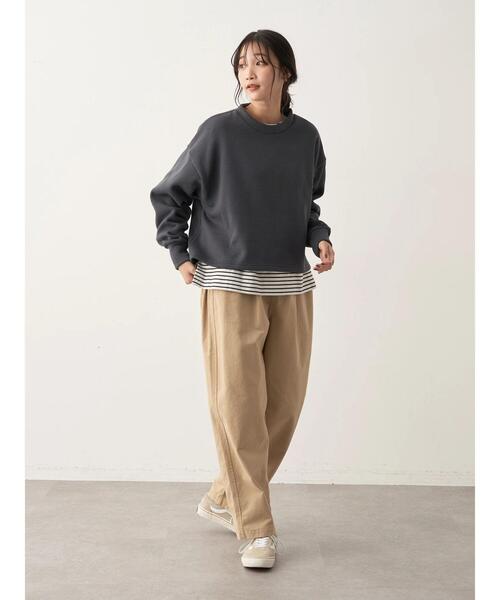 CRAFT STANDARD BOUTIQUE(クラフトスタンダードブティック)の「ボートネックレイヤードプルオーバー2(Tシャツ/カットソー・レディース・ブルー/オフホワイト/グリーン/パープル・FREE)」の14枚目の写真