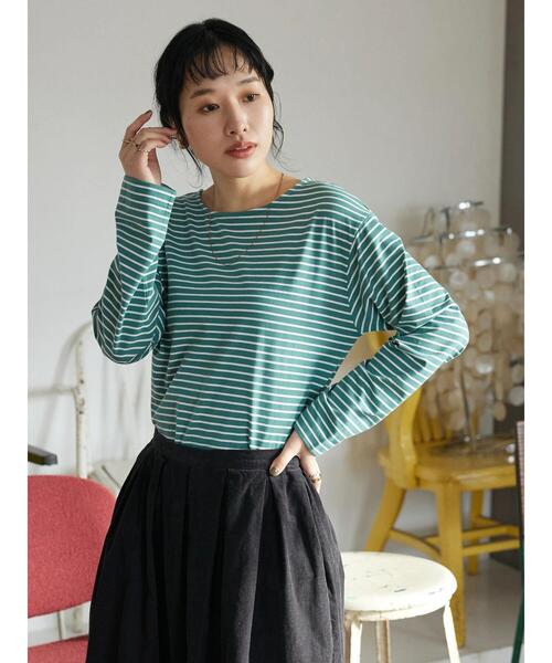 CRAFT STANDARD BOUTIQUE(クラフトスタンダードブティック)の「ボートネックレイヤードプルオーバー2(Tシャツ/カットソー・レディース・ブルー/オフホワイト/グリーン/パープル・FREE)」の21枚目の写真