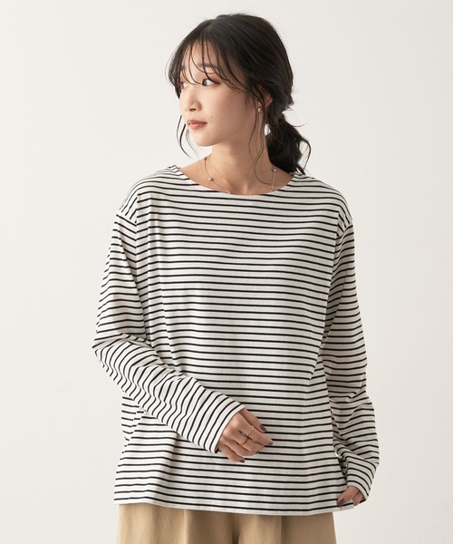 CRAFT STANDARD BOUTIQUE(クラフトスタンダードブティック)の「ボートネックレイヤードプルオーバー2(Tシャツ/カットソー・レディース・ブルー/オフホワイト/グリーン/パープル・FREE)」の2枚目の写真