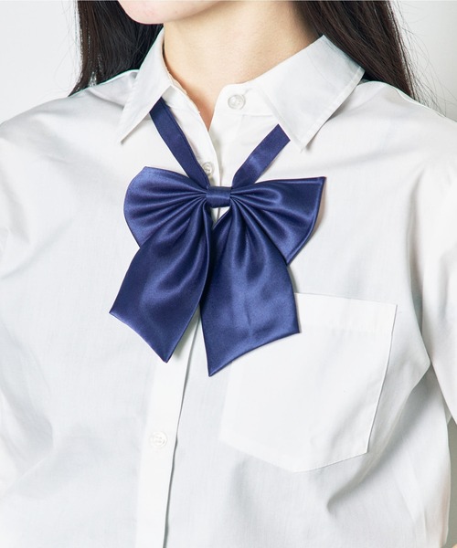 WEGO（ウィゴー）の「WEGO/ムジスクールリボン（ネクタイ・レディース・ピンク/ネイビー/ブラック/ワイン・FREE）」の3枚目の写真