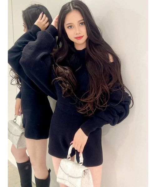 GYDA（ジェイダ）の「アームギャザーレイヤードニットロンパース（サロペット/オーバーオール・レディース・ブラック/ピンク/カーキ/ラベンダー・FREE）」の11枚目の写真