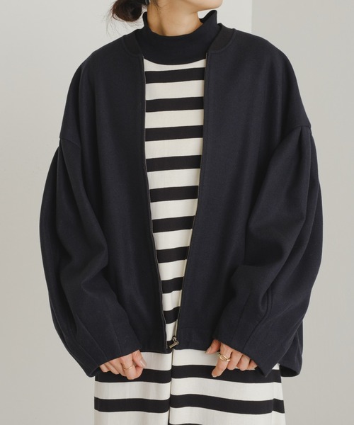 BEARDSLEY(ビアズリー)の「袖パフジップブルゾン:すぐにお届け!(ブルゾン・レディース・ブラック・FREE)」の9枚目の写真