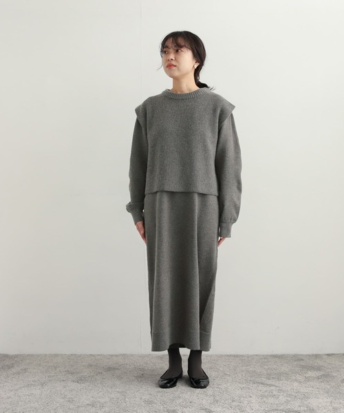 ■美品◆アーバンリサーチ◆ベストレイヤードニットワンピースBL URBAN RESEARCH（アーバンリサーチ）の「ベストレイヤードニット