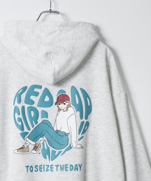 Red Cap Girl(レッドキャプガール)の「【a-r】〔RedCapGirl/レッドキャップガール〕ハートイラスト ルーズサイズ フーディ セットアップ展開有(パーカー・メンズ・アッシュグレー/ブラック/ホワイト/ブルー/ホワイト系1/カーキ/ダークグレー/ライトグレー系1・MEDIUM/LARGE/X-LARGE)」の18枚目の写真