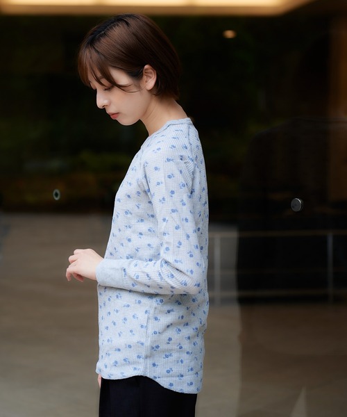 JEMORGAN（ジェーイーモーガン）の「[JEMORGAN] ワッフル青花柄クルーロンＴ（パック入）（Tシャツ/カットソー・レディース・ホワイト/杢グレー・FREE）」の7枚目の写真