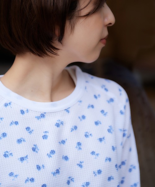 JEMORGAN（ジェーイーモーガン）の「[JEMORGAN] ワッフル青花柄クルーロンＴ（パック入）（Tシャツ/カットソー・レディース・ホワイト/杢グレー・FREE）」の5枚目の写真