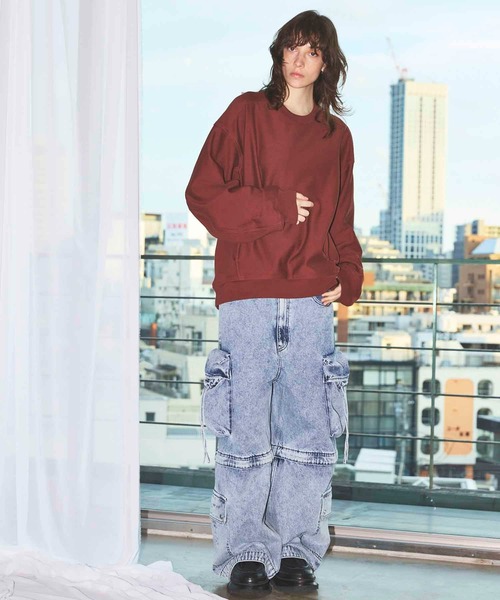 UNISEX》Big Pocket 2WAY Baggy Denim Cargo Pants/ビッグポケット2WAY