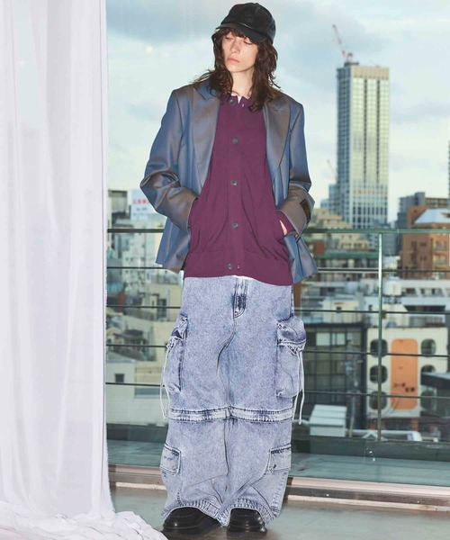 UNISEX》Big Pocket 2WAY Baggy Denim Cargo Pants/ビッグ