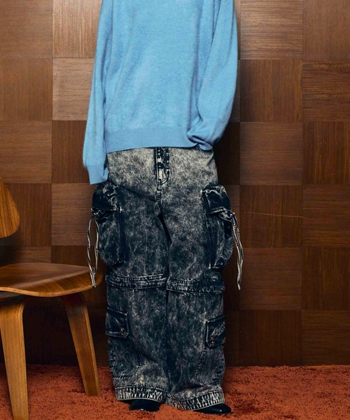UNISEX》Big Pocket 2WAY Baggy Denim Cargo Pants/ビッグポケット2WAY