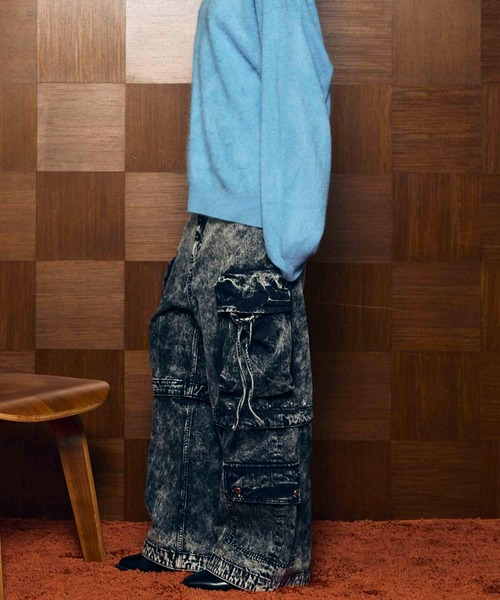 UNISEX》Big Pocket 2WAY Denim Wide Cargo Pants/ビッグポケット2WAY