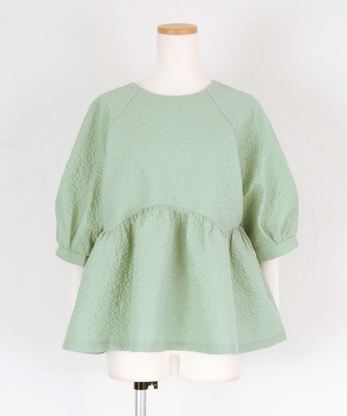 titivate（ティティベイト）の「ふくれジャガードペプラムトップス（Tシャツ/カットソー・レディース・アイボリー/ミント/ブラック/モカ・M/S）」の17枚目の写真