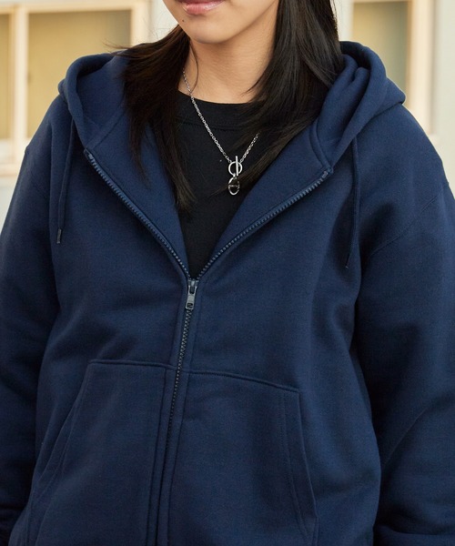 CROSS & STITCH（クロスステッチ）の「CROSS&STITCH/クロスアンドステッチ レギュラーウェイトジップパーカー 裏毛 ユニセックス ベーシック フーディー（パーカー・メンズ・ブラック/ネイビー/レッド/オートミール/ヘザーグレー・M/S/L/XL/XXL）」の19枚目の写真