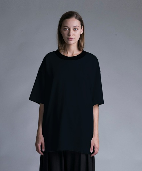 my beautiful landlet（マイビューティフルランドレット）の「【my beautiful landlet】 TIGHT-SLITCHED KNITTED FABRIC S/S TEE（Tシャツ/カットソー・メンズ・ライトグレー/チャコール/オレンジ/ブラック・1/0）」の2枚目の写真