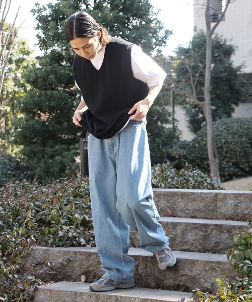 セール】デニムパンツ ワイド テーパード バギー ワイドパンツ