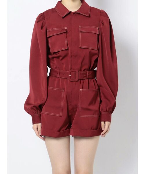 jouetie(ジュエティ)の「カラーステッチオールインワン(つなぎ/オールインワン・レディース・ブラック/ボルドー/パープル・MEDIUM)」の4枚目の写真