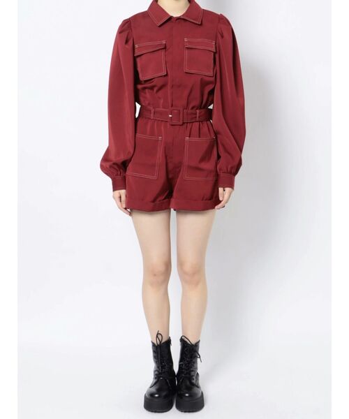 jouetie(ジュエティ)の「カラーステッチオールインワン(つなぎ/オールインワン・レディース・ブラック/ボルドー/パープル・MEDIUM)」の11枚目の写真