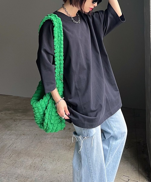 PAGEBOY（ページボーイ）の「ルーズルーズT（Tシャツ/カットソー・レディース・オートミール/ミント/イエロー/オフホワイト/ブラック・FREE）」の3枚目の写真