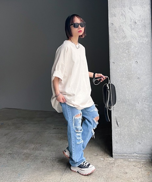 PAGEBOY（ページボーイ）の「ルーズルーズT（Tシャツ/カットソー・レディース・オートミール/ミント/イエロー/オフホワイト/ブラック・FREE）」の20枚目の写真