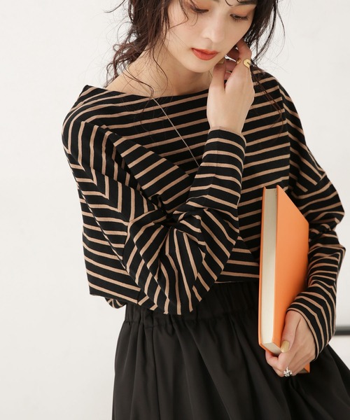 LB.04/WEB限定ボーダーワイドドロップトップス