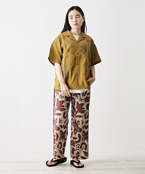 TOBILA（トビラ）の「リネンレーヨンフラワープリントワイドイージーパンツ（その他パンツ・レディース・グリーン/ブラウン/ブラック・M）」の9枚目の写真