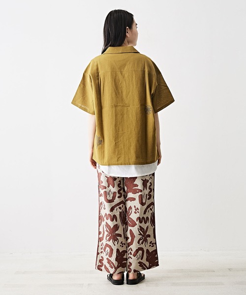 TOBILA（トビラ）の「リネンレーヨンフラワープリントワイドイージーパンツ（その他パンツ・レディース・グリーン/ブラウン/ブラック・M）」の11枚目の写真