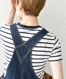 【SHIPS any別注】PETIT BATEAU:〈洗濯機可能〉ロゴ プリント ボーダー 半袖 Tシャツ 23SS