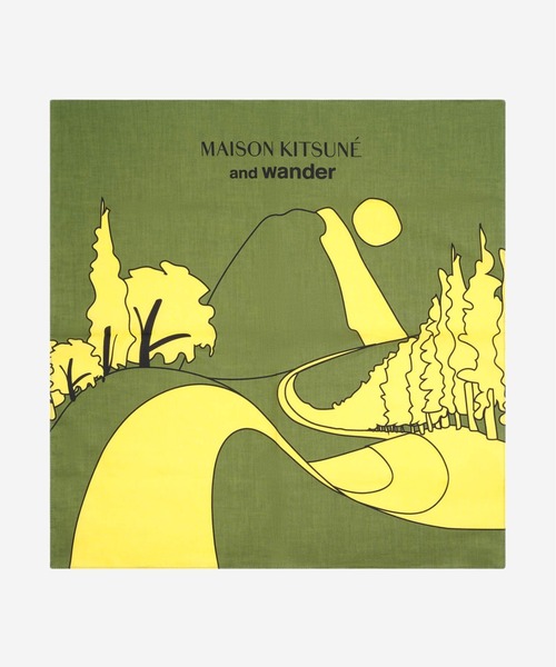 Maison Kitsune(メゾンキツネ)の「MK x AND WANDER BANDANA(バンダナ/スカーフ・メンズ・カーキ/ブルー・U)」の2枚目の写真