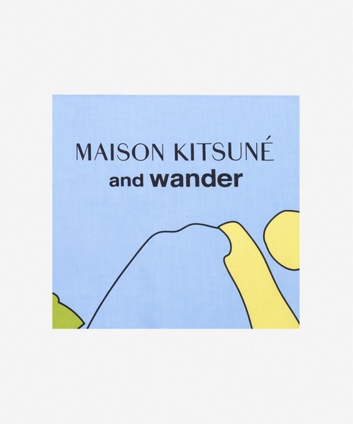 Maison Kitsune(メゾンキツネ)の「MK x AND WANDER BANDANA(バンダナ/スカーフ・メンズ・カーキ/ブルー・U)」の6枚目の写真