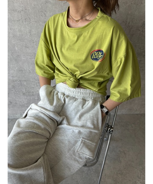 owndaily（オンデイリー）の「DrplayerオーバーザイズロゴＴシャツ（Tシャツ/カットソー・レディース・ブラック/ホワイト/グリーン/パープル・FREE）」の3枚目の写真