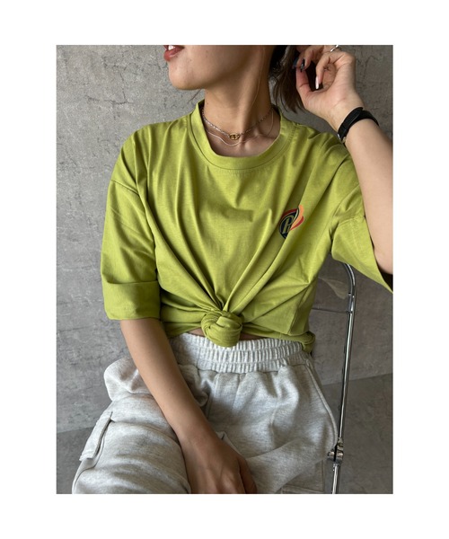owndaily（オンデイリー）の「DrplayerオーバーザイズロゴＴシャツ（Tシャツ/カットソー・レディース・ブラック/ホワイト/グリーン/パープル・FREE）」の7枚目の写真
