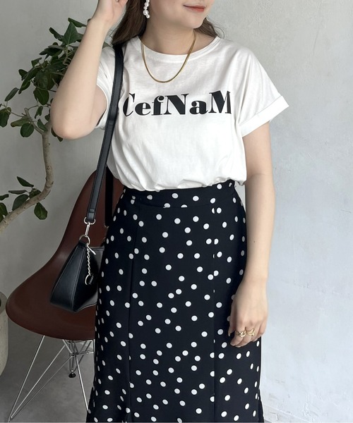 prose verse（プロズヴェール）の「ドライタッチシルケットロゴTシャツ（Tシャツ/カットソー・レディース・モカ/ブラック/オフホワイト・ﾌﾘ-）」の6枚目の写真