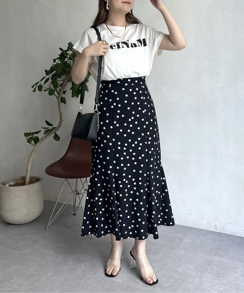 prose verse（プロズヴェール）の「ドライタッチシルケットロゴTシャツ（Tシャツ/カットソー・レディース・モカ/ブラック/オフホワイト・ﾌﾘ-）」の9枚目の写真