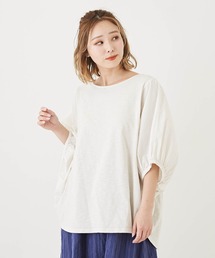 CUBE SUGAR（キューブシュガー）の「WEB限定スラブ天竺カットソー袖ギャザープルオーバー（Tシャツ/カットソー）」