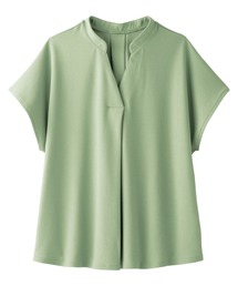 サラリとした素材感×ゆるっと上品　スキッパー衿Ｔシャツブラウス【Sサイズ展開あり】