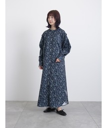 Samansa Mos2 blue | ドット花柄ワンピース(ワンピース)