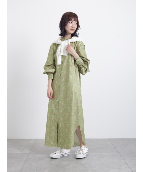 Samansa Mos2 blue（サマンサモスモスブルー）の「ドット花柄ワンピース（ワンピース・レディース・グリーン/ネイビー/ベージュ・ﾌﾘ-）」の10枚目の写真