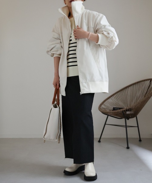 ap retro（アプレトロ）の「カラーリブスタンドブルゾン（ブルゾン・レディース・アイボリー/ブラック/カーキ・FREE）」の13枚目の写真