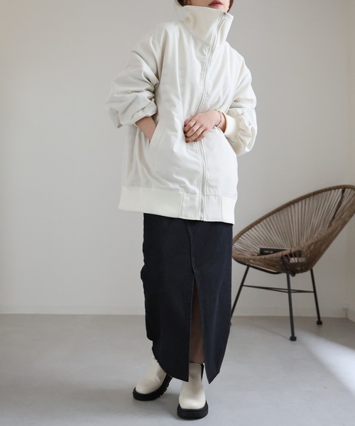 ap retro（アプレトロ）の「カラーリブスタンドブルゾン（ブルゾン・レディース・アイボリー/ブラック/カーキ・FREE）」の18枚目の写真