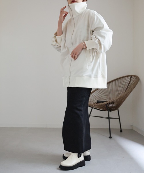 ap retro（アプレトロ）の「カラーリブスタンドブルゾン（ブルゾン・レディース・アイボリー/ブラック/カーキ・FREE）」の19枚目の写真