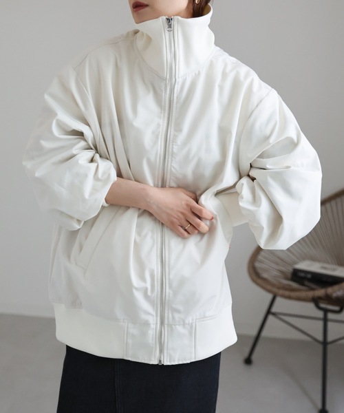 ap retro（アプレトロ）の「カラーリブスタンドブルゾン（ブルゾン・レディース・アイボリー/ブラック/カーキ・FREE）」の6枚目の写真