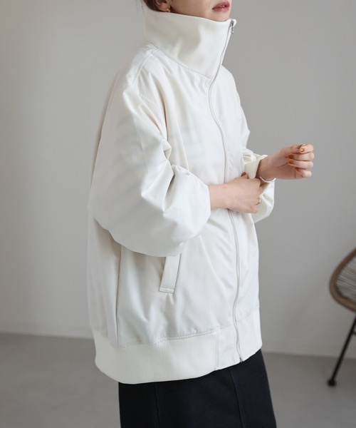 ap retro（アプレトロ）の「カラーリブスタンドブルゾン（ブルゾン・レディース・アイボリー/ブラック/カーキ・FREE）」の9枚目の写真