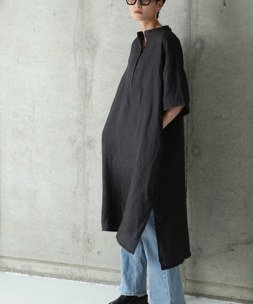 ROSE BUD（ローズバッド）の「リネンプルオーバーワンピース（ワンピース・レディース・ブラック/イエロー/ブルー・FREE）」の2枚目の写真