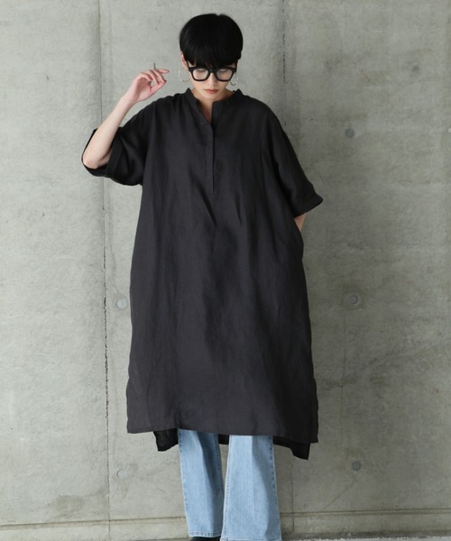 ROSE BUD（ローズバッド）の「リネンプルオーバーワンピース（ワンピース・レディース・ブラック/イエロー/ブルー・FREE）」の5枚目の写真