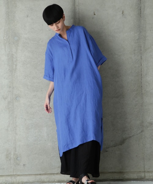 ROSE BUD（ローズバッド）の「リネンプルオーバーワンピース（ワンピース・レディース・ブラック/イエロー/ブルー・FREE）」の7枚目の写真